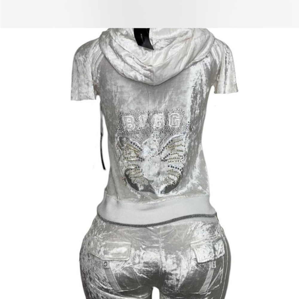 White Velour Hoodie and Pants Set
